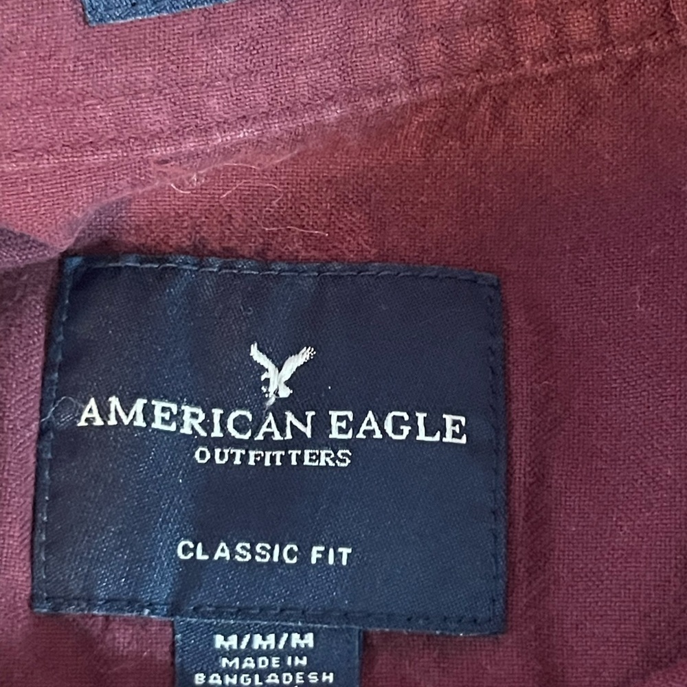 American Eagle Gray Striped Polo Shirt and maroon long SleeveButton Down Shirt M - Picture 9 of 11